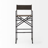 Direttore Brown/Gray Suede with Metal Frame Bar Stool - Ornate Home