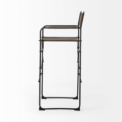 Direttore Brown/Gray Suede with Metal Frame Bar Stool - Ornate Home