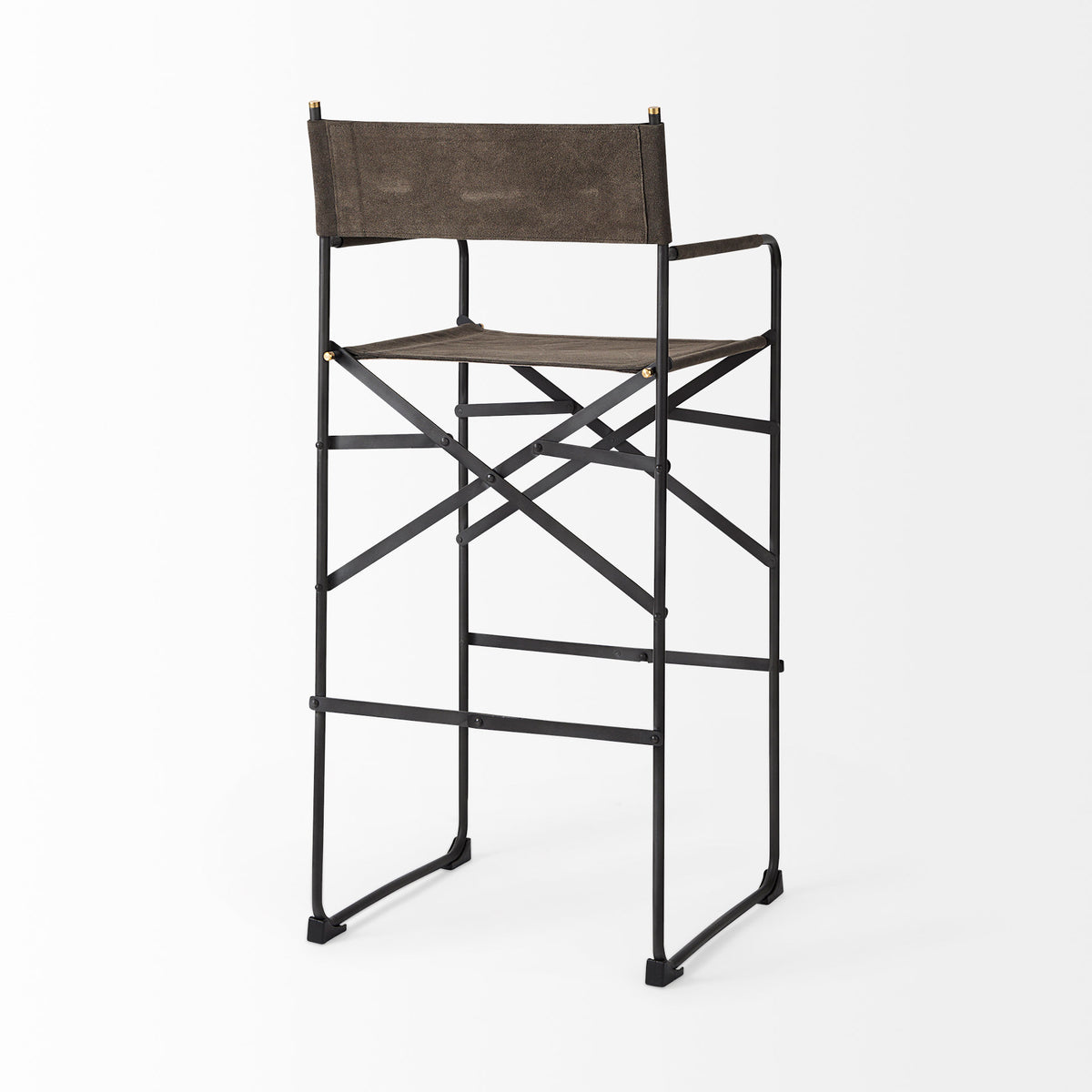 Direttore Brown/Gray Suede with Metal Frame Bar Stool - Ornate Home