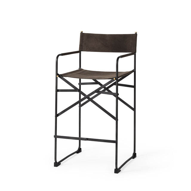 Direttore Brown/Gray Suede with Metal Frame Counter Stool - Ornate Home