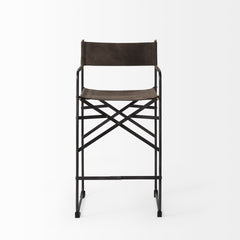 Direttore Brown/Gray Suede with Metal Frame Counter Stool - Ornate Home