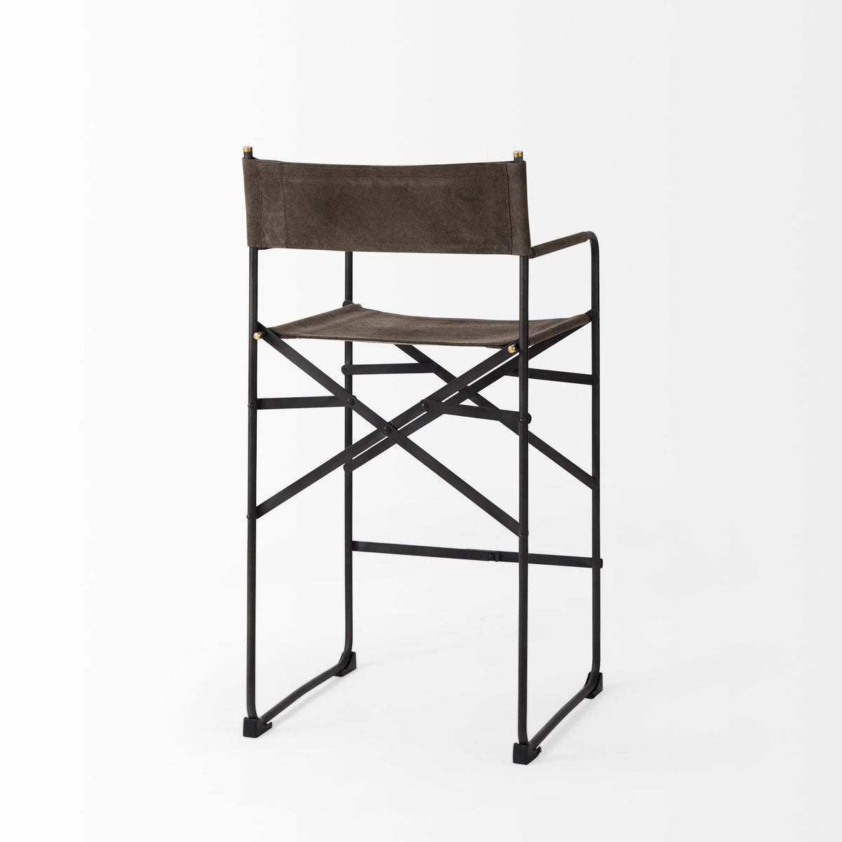 Direttore Brown/Gray Suede with Metal Frame Counter Stool - Ornate Home