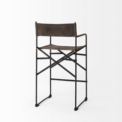 Direttore Brown/Gray Suede with Metal Frame Counter Stool - Ornate Home