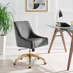 Discern Gray Performance Velvet Office Chair - 26x22.5x38" - Ornate Home