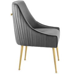 Discern Gray Pleated Back Upholstered Performance Velvet Dining Chair - Ornate Home
