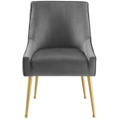 Discern Gray Pleated Back Upholstered Performance Velvet Dining Chair - Ornate Home