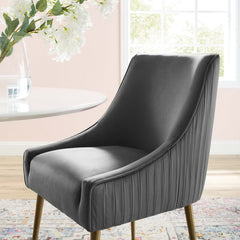 Discern Gray Pleated Back Upholstered Performance Velvet Dining Chair - Ornate Home