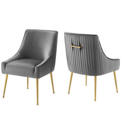 Discern Gray Pleated Back Upholstered Performance Velvet Dining Chair (Set of 2) - Ornate Home