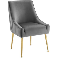 Discern Gray Pleated Back Upholstered Performance Velvet Dining Chair (Set of 2) - Ornate Home