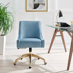 Discern Light Blue Performance Velvet Office Chair - Ornate Home