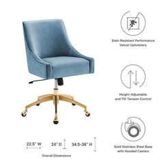 Discern Light Blue Performance Velvet Office Chair - Ornate Home