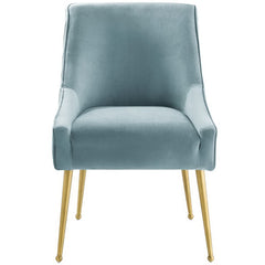 Discern Light Blue Pleated Back Upholstered Performance Velvet Dining Chair - Ornate Home