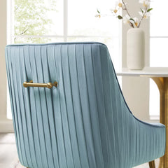 Discern Light Blue Pleated Back Upholstered Performance Velvet Dining Chair - Ornate Home