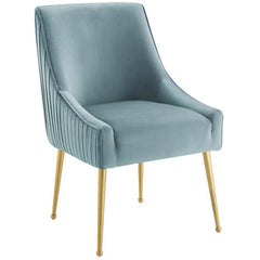 Discern Light Blue Pleated Back Upholstered Performance Velvet Dining Chair (Set of 2) - Ornate Home