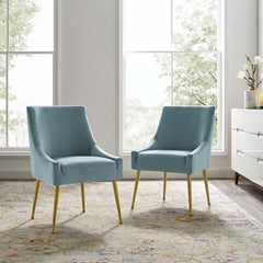 Discern Light Blue Upholstered Performance Velvet Dining Chair (Set of 2) - Ornate Home