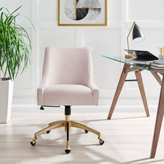 Discern Pink Performance Velvet Office Chair - 26x22.5x38" - Ornate Home