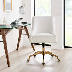 Discern White Performance Velvet Office Chair - 26x22.5" - Ornate Home
