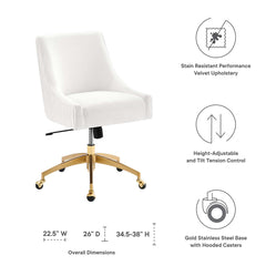 Discern White Performance Velvet Office Chair - 26x22.5" - Ornate Home
