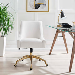 Discern White Performance Velvet Office Chair - 26x22.5x38" - Ornate Home