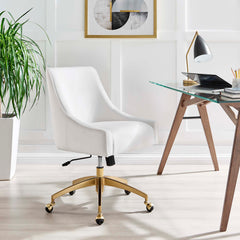 Discern White Performance Velvet Office Chair - 26x22.5x38" - Ornate Home