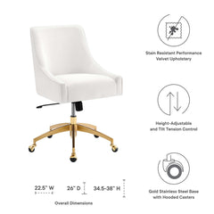 Discern White Performance Velvet Office Chair - 26x22.5x38" - Ornate Home