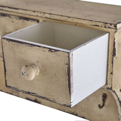 Distressed Wooden Shelf with Drawers and Hooks - Ornate Home