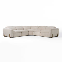 Divani Casa Conrad Modern Beige Fabric Reclining Sectional w/ 3 Power Recliners - Ornate Home