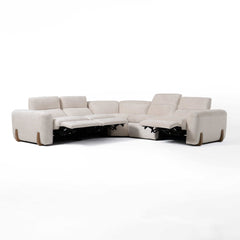 Divani Casa Conrad Modern Beige Fabric Reclining Sectional w/ 3 Power Recliners - Ornate Home