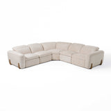 Divani Casa Conrad Modern Beige Fabric Reclining Sectional w/ 3 Power Recliners - Ornate Home