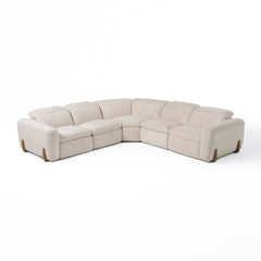 Divani Casa Conrad Modern Beige Fabric Reclining Sectional w/ 3 Power Recliners - Ornate Home