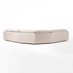 Divani Casa Conrad Modern Beige Fabric Reclining Sectional w/ 3 Power Recliners - Ornate Home