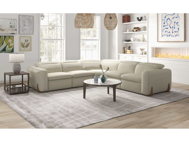 Divani Casa Conrad Modern Beige Fabric Sectional w/ 3 Power Recliners - Ornate Home