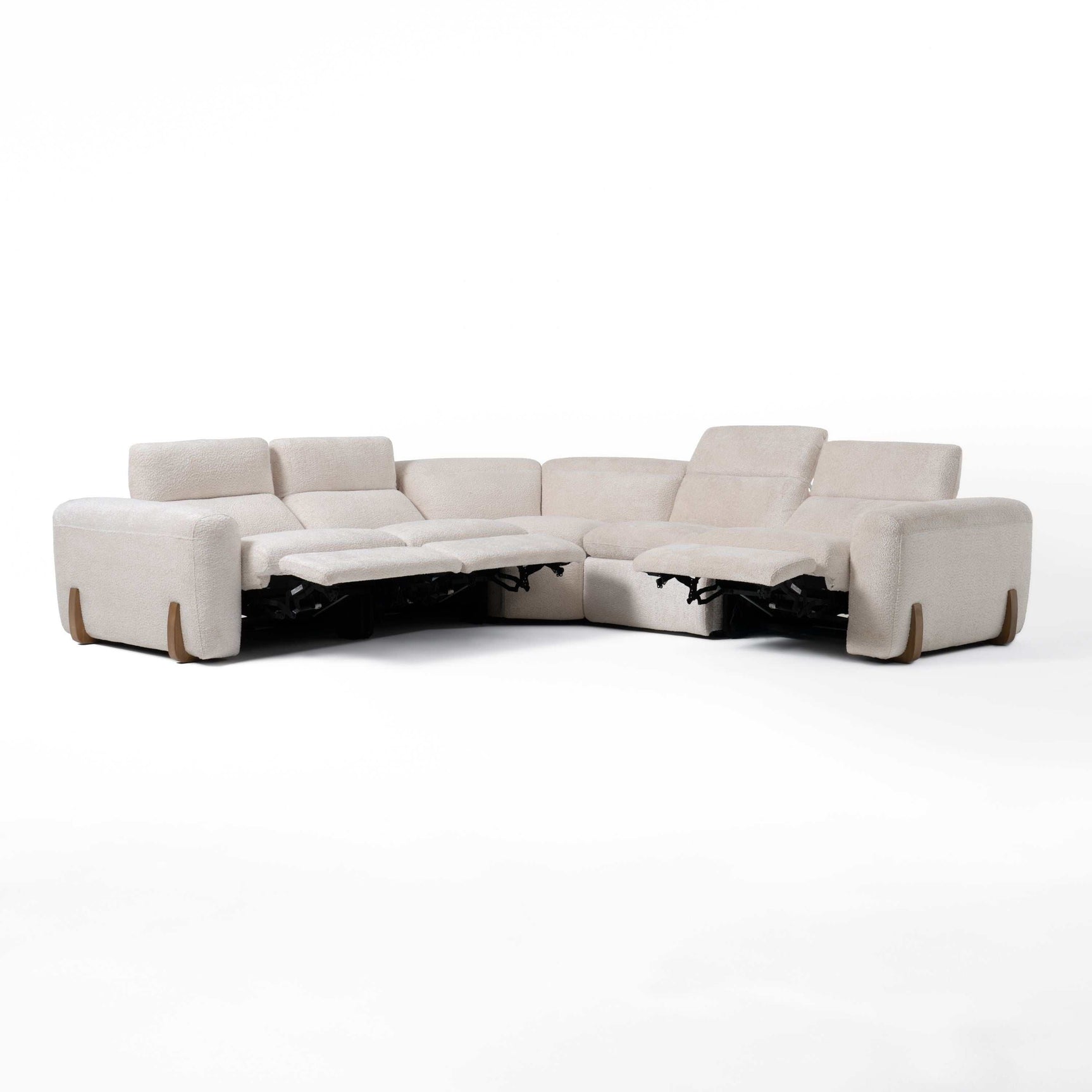Divani Casa Conrad Modern Beige Fabric Sectional w/ 3 Power Recliners - Ornate Home