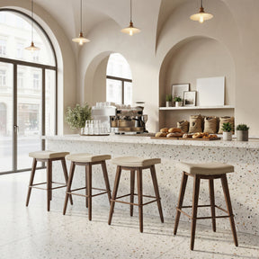 Divat Beige & Walnut Counter Stool (Set of 2) - Ornate Home