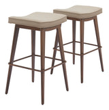 Divat Beige & Walnut Counter Stool (Set of 2) - Ornate Home