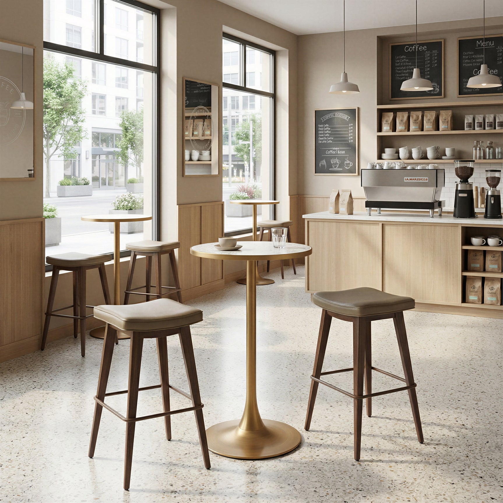 Divat Taupe & Walnut Barstool (Set of 2) - Ornate Home