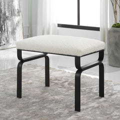 Diverge White Shearling Small Bench - Ornate Home
