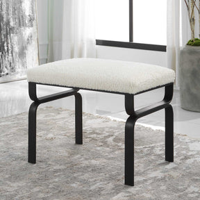 Diverge White Shearling Small Bench - Ornate Home