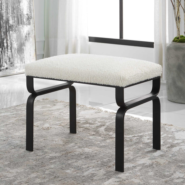 Diverge White Shearling Small Bench - Ornate Home