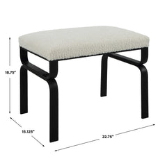 Diverge White Shearling Small Bench - Ornate Home