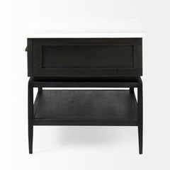 Divina Black-Brown/White/Black Wood Metal Base 1 Drawer Side Table - Ornate Home