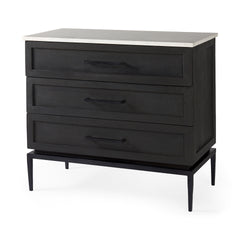 Divina Black-Brown/White/Black Wood Metal Base Accent Cabinet - Ornate Home
