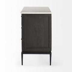 Divina Black-Brown/White/Black Wood Metal Base Accent Cabinet - Ornate Home