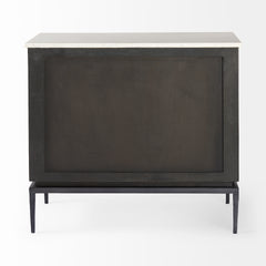 Divina Black-Brown/White/Black Wood Metal Base Accent Cabinet - Ornate Home