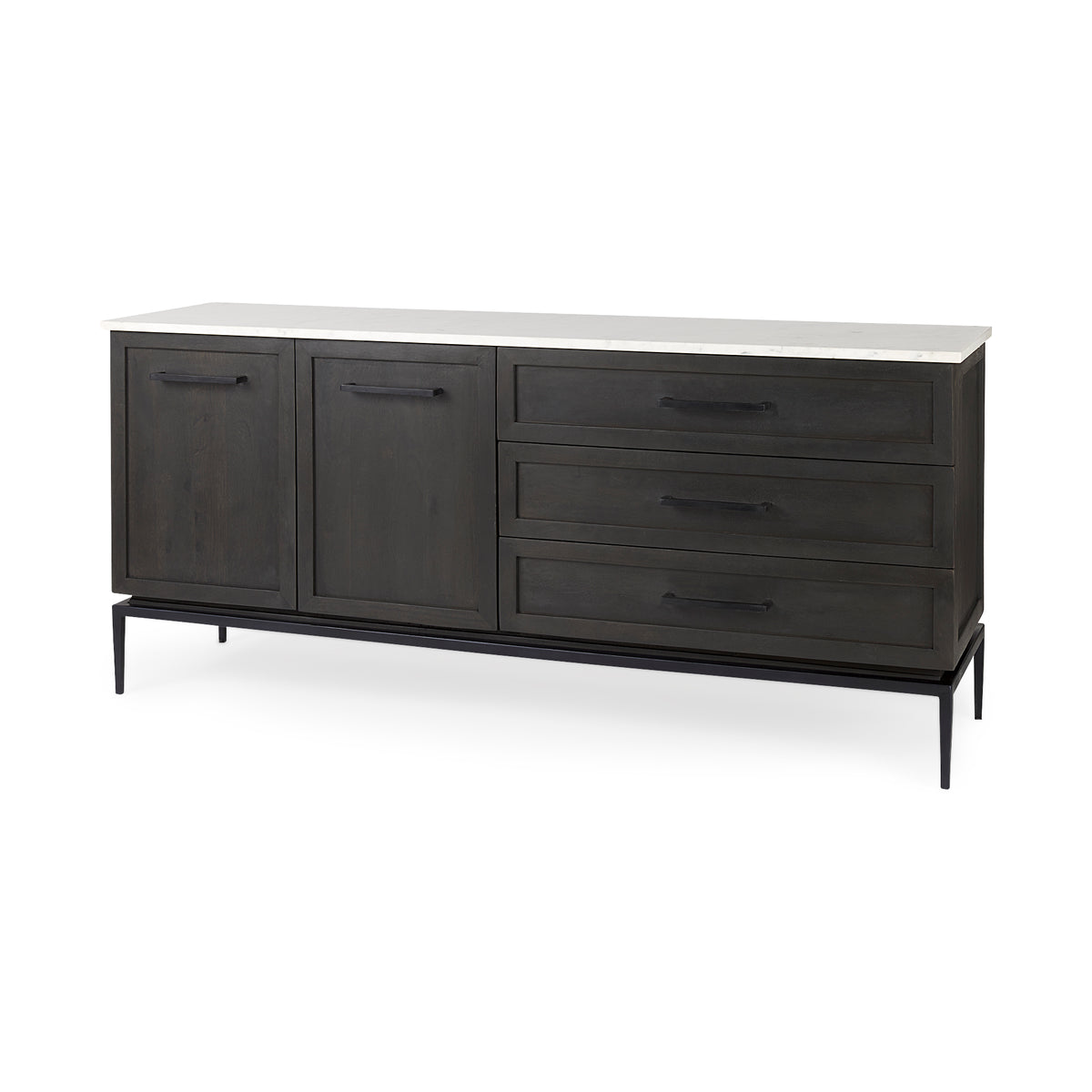 Divina Black-Brown/White/Black Wood Metal Base Sideboard - Ornate Home