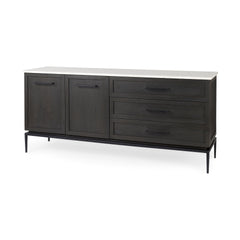 Divina Black-Brown/White/Black Wood Metal Base Sideboard - Ornate Home