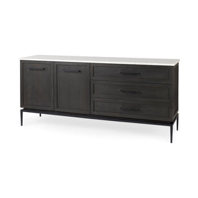 Divina Black-Brown/White/Black Wood Metal Base Sideboard - Ornate Home