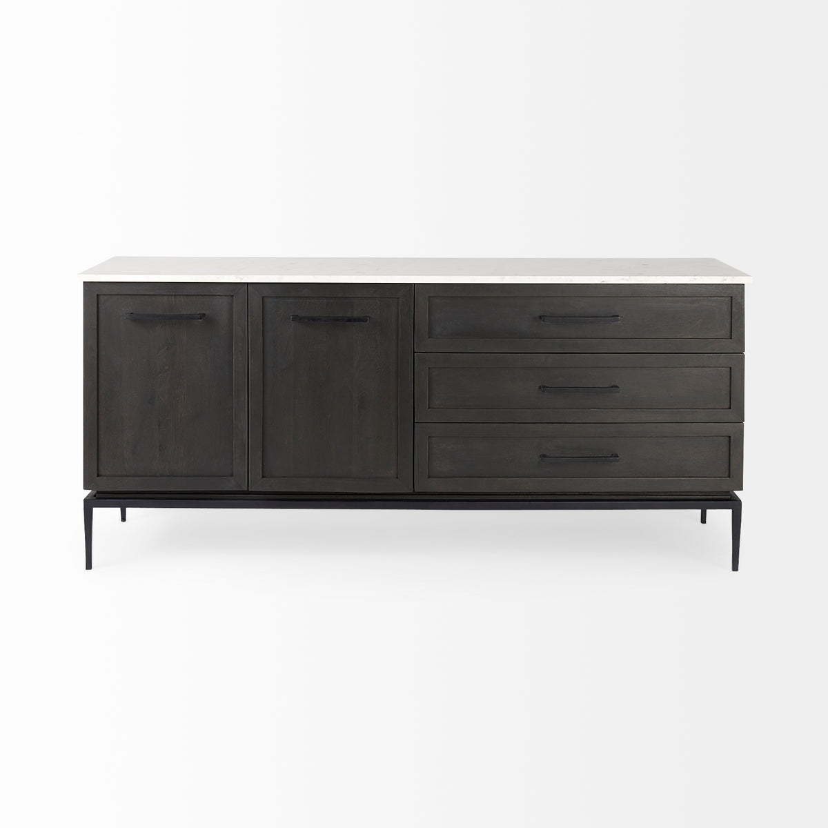 Divina Black-Brown/White/Black Wood Metal Base Sideboard - Ornate Home