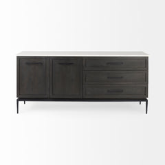 Divina Black-Brown/White/Black Wood Metal Base Sideboard - Ornate Home