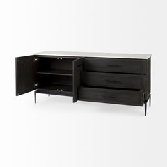 Divina Black-Brown/White/Black Wood Metal Base Sideboard - Ornate Home